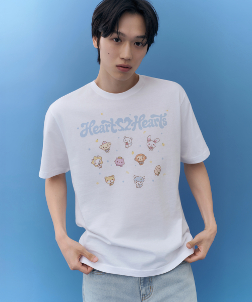MUSINSA STANDARD（ムシンサスタンダード）の「[ハーツツーハーツコラボ] Hearts2Hearts Tシャツ [ホワイト]（Tシャツ/カットソー・レディース・その他・LARGE）」の2枚目の写真