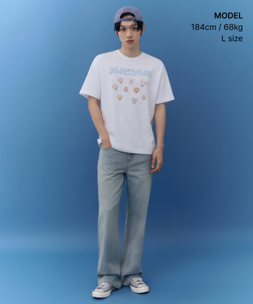 MUSINSA STANDARD（ムシンサスタンダード）の「[ハーツツーハーツコラボ] Hearts2Hearts Tシャツ [ホワイト]（Tシャツ/カットソー・レディース・その他・LARGE）」の3枚目の写真