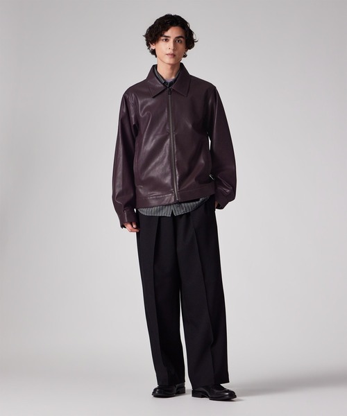 PS Paul Smith（ピーエスポールスミス）の「シンセティックレザー ジップアップブルゾン / 262717 EXSB06（ブルゾン・メンズ・ブラウン/ブラック・LARGE/MEDIUM）」の3枚目の写真