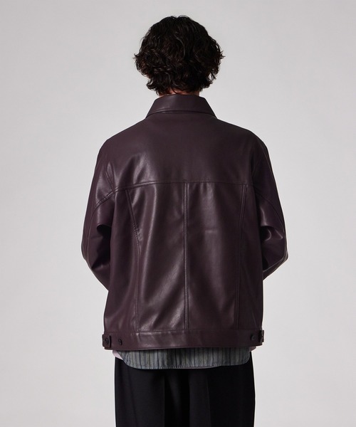 PS Paul Smith（ピーエスポールスミス）の「シンセティックレザー ジップアップブルゾン / 262717 EXSB06（ブルゾン・メンズ・ブラウン/ブラック・LARGE/MEDIUM）」の4枚目の写真