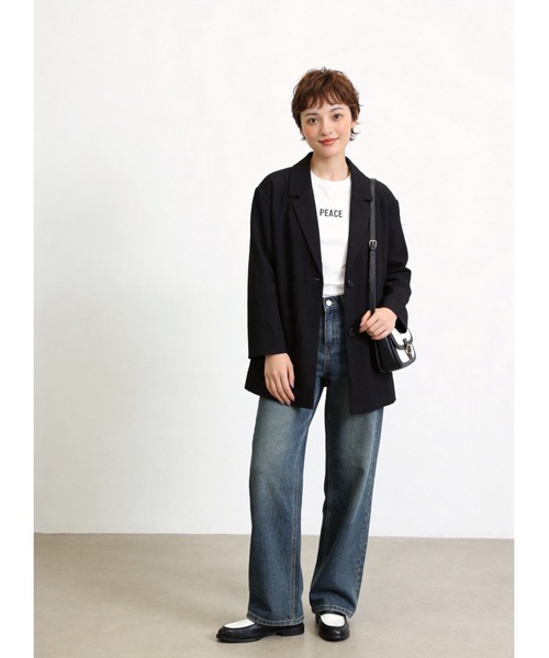 Sew loop(ソーループ)の「リネンライク長袖シャツジャケット(テーラードジャケット・レディース・ブラック/ダークベージュ/アッシュグレー・FREE)」の10枚目の写真