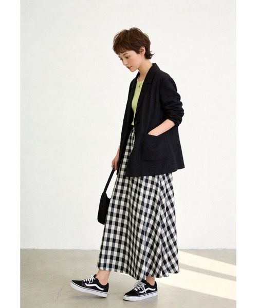 Sew loop(ソーループ)の「リネンライク長袖シャツジャケット(テーラードジャケット・レディース・ブラック/ダークベージュ/アッシュグレー・FREE)」の15枚目の写真