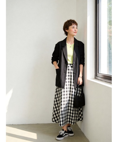 Sew loop(ソーループ)の「リネンライク長袖シャツジャケット(テーラードジャケット・レディース・ブラック/ダークベージュ/アッシュグレー・FREE)」の17枚目の写真