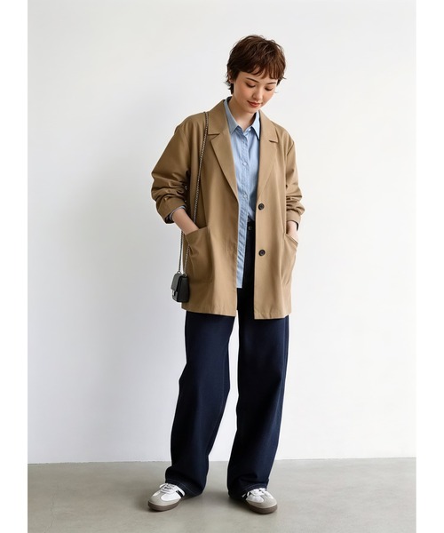 Sew loop(ソーループ)の「リネンライク長袖シャツジャケット(テーラードジャケット・レディース・ブラック/ダークベージュ/アッシュグレー・FREE)」の19枚目の写真