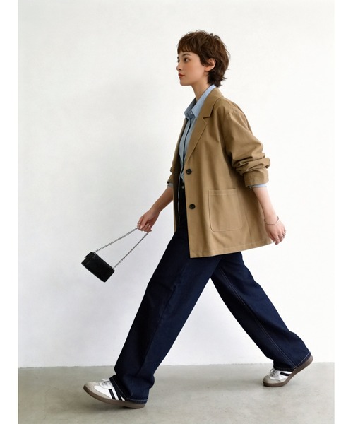 Sew loop(ソーループ)の「リネンライク長袖シャツジャケット(テーラードジャケット・レディース・ブラック/ダークベージュ/アッシュグレー・FREE)」の20枚目の写真