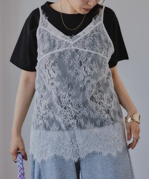 レース キャミ レイヤード Tシャツ