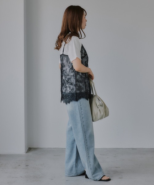 210nouve(トゥージュヌーブ)の「レース キャミ レイヤード Tシャツ(Tシャツ/カットソー・レディース・ブラック/ホワイト・FREE)」の12枚目の写真
