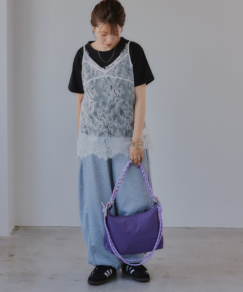 210nouve(トゥージュヌーブ)の「レース キャミ レイヤード Tシャツ(Tシャツ/カットソー・レディース・ブラック/ホワイト・FREE)」の18枚目の写真