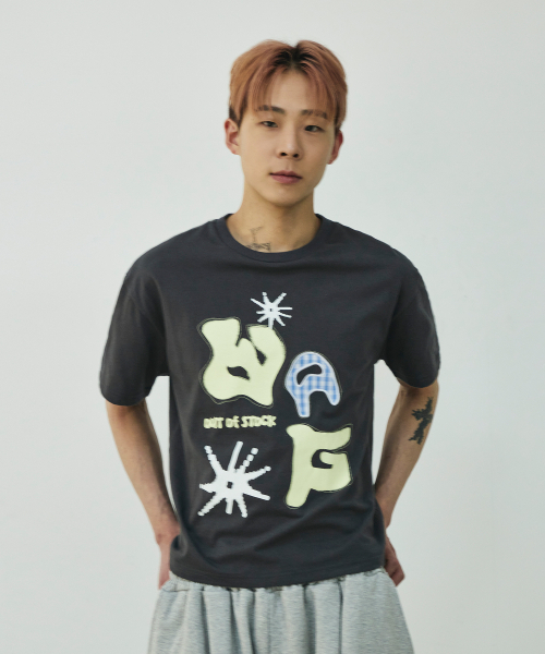 SCALLYWAG（スカリーワグ）の「[リュジョンラン × スケリーワック] WAGアップリケクロップTシャツ[チャコール]（Tシャツ/カットソー・レディース・その他・MEDIUM/LARGE/SMALL）」の4枚目の写真