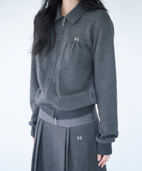 MIRECO(ミレコ)の「MINI CHECK SWEAT JK CHARCOAL(その他アウター・レディース・その他・FREE)」の2枚目の写真