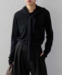 【2026AW Debut】【UNFORM】カシミヤ混フーディボウタイニット