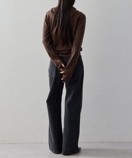 UNFORM（アンフォーム）の「【2026AW Debut】【UNFORM】カシミヤ混フーディボウタイニット（ニット/セーター・レディース・ブラック/チャコールグレー/ブラウン・FREE）」の4枚目の写真