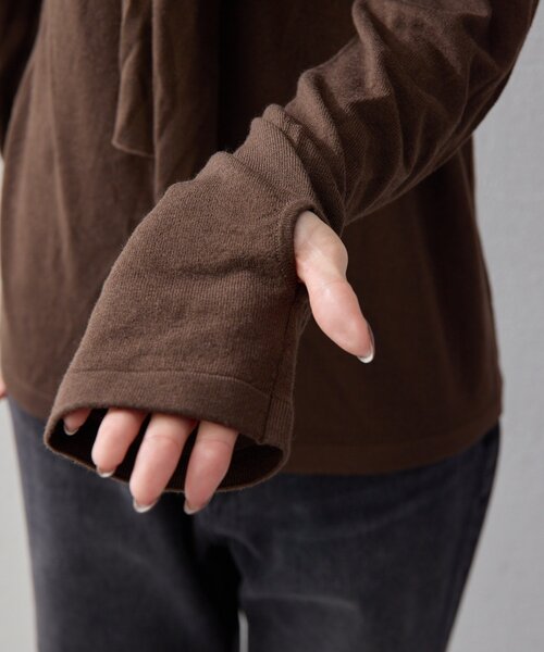 UNFORM（アンフォーム）の「【2026AW Debut】【UNFORM】カシミヤ混フーディボウタイニット（ニット/セーター・レディース・ブラック/チャコールグレー/ブラウン・FREE）」の10枚目の写真