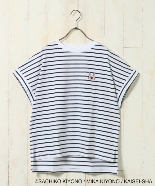 Bleu Bleuet(ブルーブルーエ)の「ノンタンボーダー刺繍Tシャツ(Tシャツ/カットソー・レディース・ネイビー/サーモンピンク・FREE)」の10枚目の写真