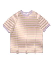 ソフトキャンパスダンガリー半袖Tシャツ(アイボリー/パープル)