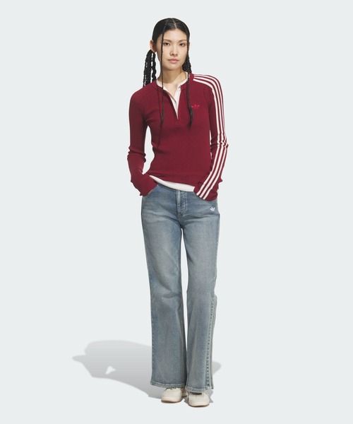 adidas(アディダス)の「プレミアム 3S ボタン クルー スウェット / トレーナー / アディダスオリジナルス adidas Originals(スウェット・レディース・レッド・X-SMALL/X-LARGE/SMALL/MEDIUM/LARGE/XX-LARGE)」の3枚目の写真