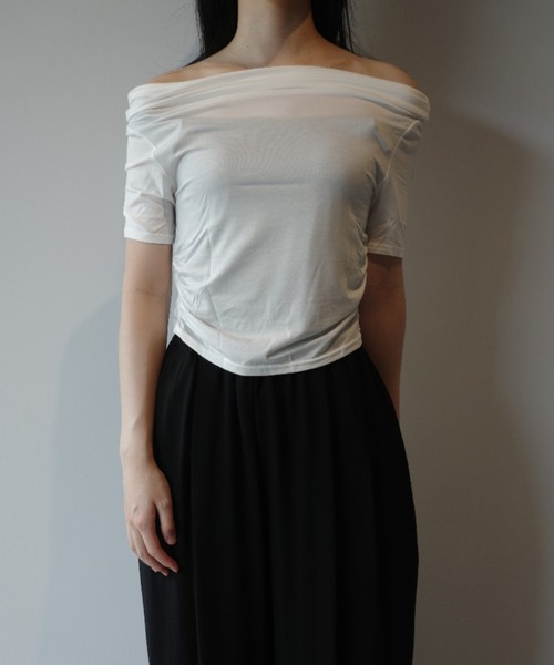 CLANE DRAPED OFF SHOULDER H/S TOPS（Tシャツ/カットソー）｜CLANE