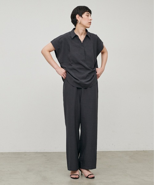 LARUTA(ラルータ)の「【LARUTA】接触冷感シャツパンツセット(シャツ/ブラウス・レディース・ライトグレー/ダークブラウン/グレー・MEDIUM)」の3枚目の写真