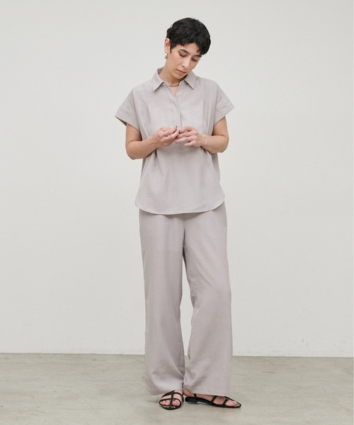 LARUTA(ラルータ)の「【LARUTA】接触冷感シャツパンツセット(シャツ/ブラウス・レディース・ライトグレー/ダークブラウン/グレー・MEDIUM)」の4枚目の写真