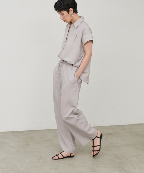 LARUTA(ラルータ)の「【LARUTA】接触冷感シャツパンツセット(シャツ/ブラウス・レディース・ライトグレー/ダークブラウン/グレー・MEDIUM)」の8枚目の写真