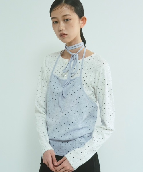 EN NEUME(エンノイム)の「Powder Dot Henley(Tシャツ/カットソー・レディース・ネイビー/イエロー/ブルー/オフホワイト・FREE)」の8枚目の写真