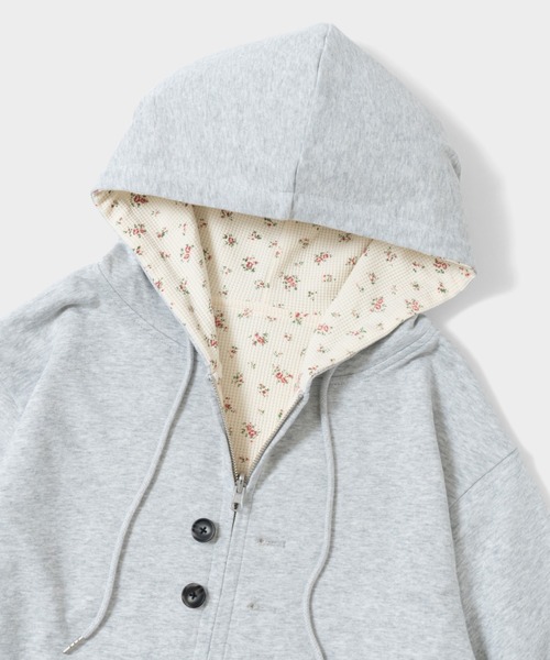 CAMPHOR WOOD（カンファーウッド）の「REVERSIBLE FLOWER THERMAL HOODIE / リバーシブルフラワーサーマルフーディー（パーカー・メンズ・ネイビー/グレー・SMALL/MEDIUM/LARGE）」の4枚目の写真