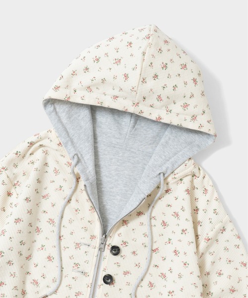CAMPHOR WOOD（カンファーウッド）の「REVERSIBLE FLOWER THERMAL HOODIE / リバーシブルフラワーサーマルフーディー（パーカー・メンズ・ネイビー/グレー・SMALL/MEDIUM/LARGE）」の6枚目の写真
