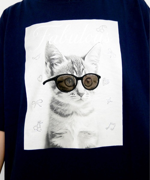 FUN(ファン)の「ネコテンシャT(Tシャツ/カットソー・レディース・ネイビー/チャコールグレー/オフホワイト・FREE)」の6枚目の写真