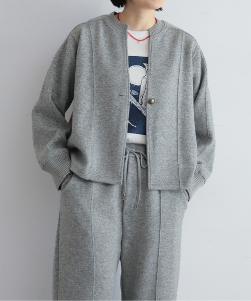 NOMBRE IMPAIR（ノンブルアンペール）の「【予約】ダブルフェイスカット　リブ付ショートジャケット（テーラードジャケット・レディース・グレー/チャコールグレー・FREE）」の9枚目の写真