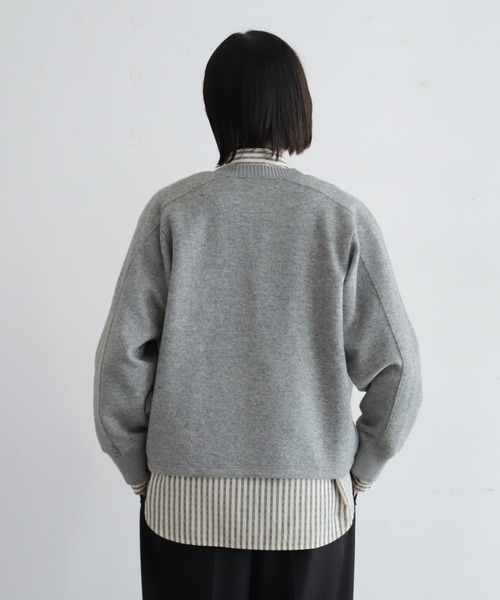 NOMBRE IMPAIR（ノンブルアンペール）の「【予約】ダブルフェイスカット　リブ付ショートジャケット（テーラードジャケット・レディース・グレー/チャコールグレー・FREE）」の5枚目の写真