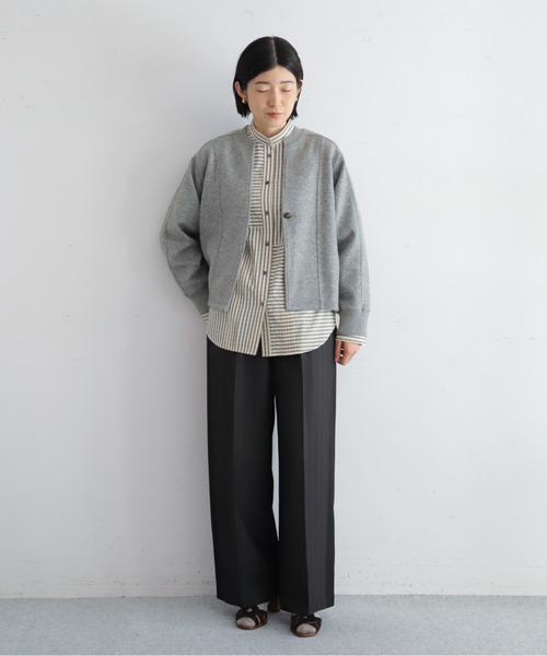 NOMBRE IMPAIR（ノンブルアンペール）の「【予約】ダブルフェイスカット　リブ付ショートジャケット（テーラードジャケット・レディース・グレー/チャコールグレー・FREE）」の7枚目の写真