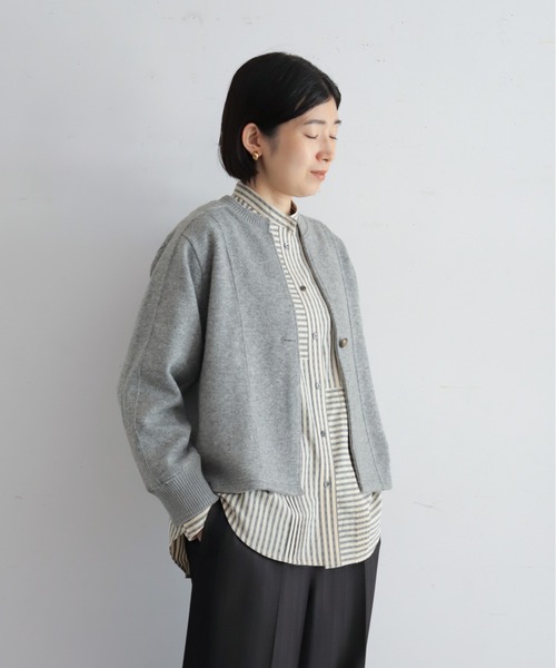 NOMBRE IMPAIR（ノンブルアンペール）の「【予約】ダブルフェイスカット　リブ付ショートジャケット（テーラードジャケット・レディース・グレー/チャコールグレー・FREE）」の8枚目の写真