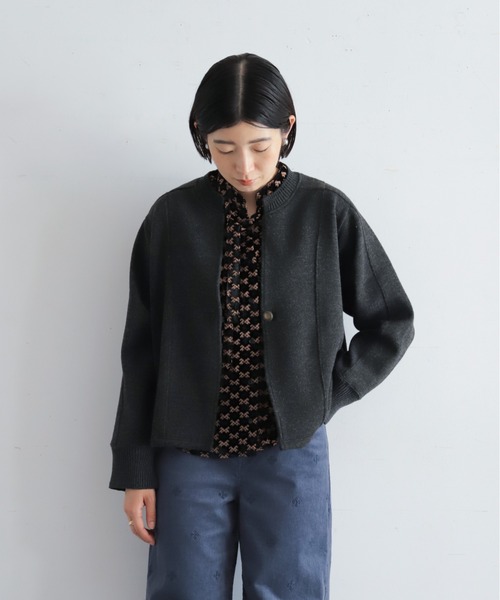 NOMBRE IMPAIR（ノンブルアンペール）の「【予約】ダブルフェイスカット　リブ付ショートジャケット（テーラードジャケット・レディース・グレー/チャコールグレー・FREE）」の18枚目の写真