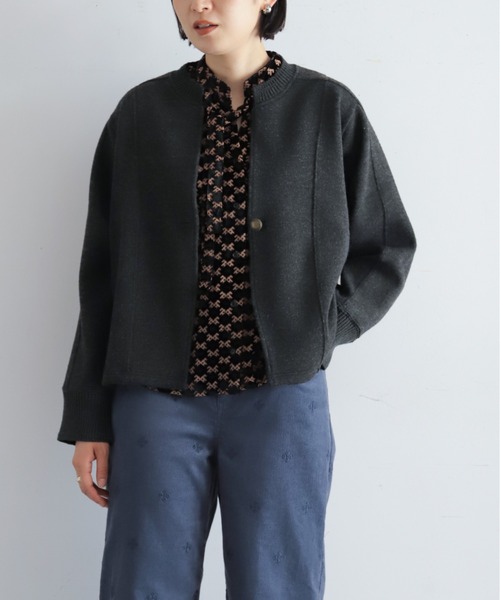 NOMBRE IMPAIR（ノンブルアンペール）の「【予約】ダブルフェイスカット　リブ付ショートジャケット（テーラードジャケット・レディース・グレー/チャコールグレー・FREE）」の17枚目の写真