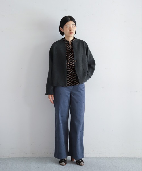 NOMBRE IMPAIR（ノンブルアンペール）の「【予約】ダブルフェイスカット　リブ付ショートジャケット（テーラードジャケット・レディース・グレー/チャコールグレー・FREE）」の20枚目の写真