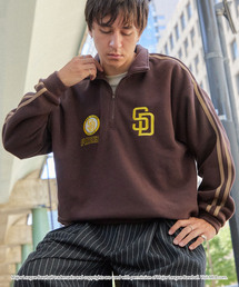 MLB（メジャーリーグベースボール）の「MLB メジャーリーグベースボール 別注 ロゴ刺繍 マイクロフリース ドローコード ハーフジッププルオーバー（スウェット）」