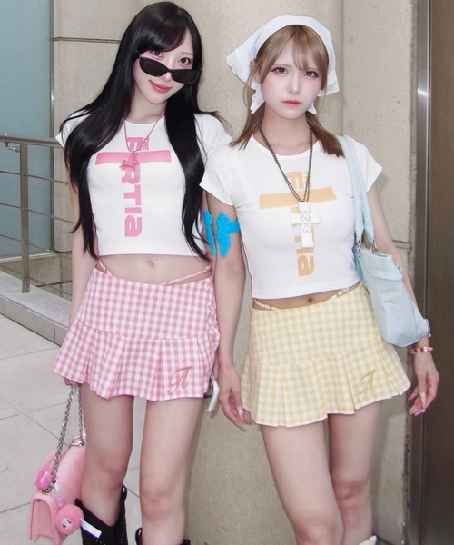 tinkerend(ティンカーエンド)の「【8iuxu_× tinkerend】Gingham Pleats Mini Skort / ギンガムチェックプリーツミニスカパン(スカート・レディース・ピンク/イエロー・M/S)」の10枚目の写真