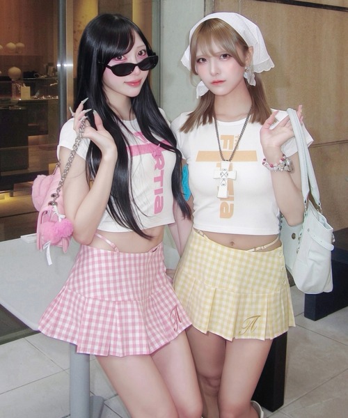 tinkerend(ティンカーエンド)の「【8iuxu_× tinkerend】Gingham Pleats Mini Skort / ギンガムチェックプリーツミニスカパン(スカート・レディース・ピンク/イエロー・M/S)」の9枚目の写真