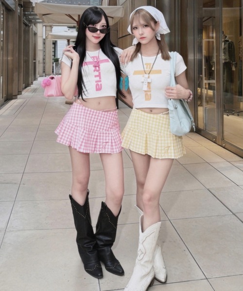 tinkerend(ティンカーエンド)の「【8iuxu_× tinkerend】Gingham Pleats Mini Skort / ギンガムチェックプリーツミニスカパン(スカート・レディース・ピンク/イエロー・M/S)」の15枚目の写真