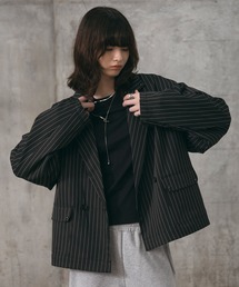 Studded short double-breasted jacket / スタッズ ショート ダブルジャケット メンズ レディース ユニセックス