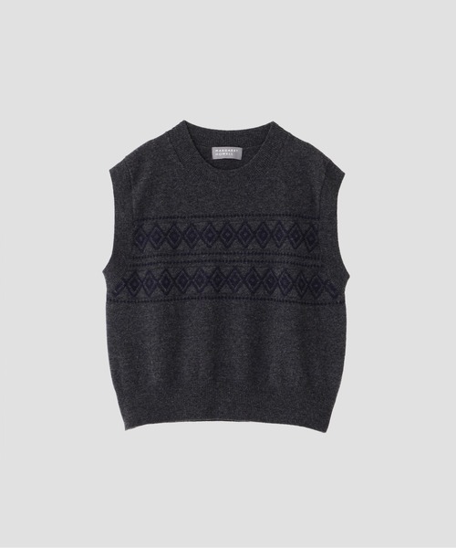 MARGARET HOWELL(マーガレットハウエル)の「WOOL ALPACA FAIRISLE(ニット/セーター・レディース・ネイビー/チャコール・2)」の4枚目の写真