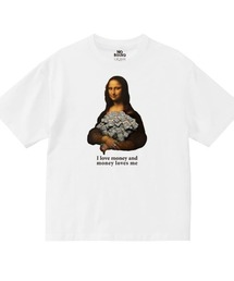 NOBOUND(ノーバウンド) 半袖Tシャツ メッセージロゴ イラスト モナリザ パロディ プリント ボックスシルエット レディース