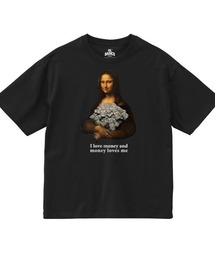 NOBOUND(ノーバウンド) 半袖Tシャツ メッセージロゴ イラスト モナリザ パロディ プリント ボックスシルエット レディース