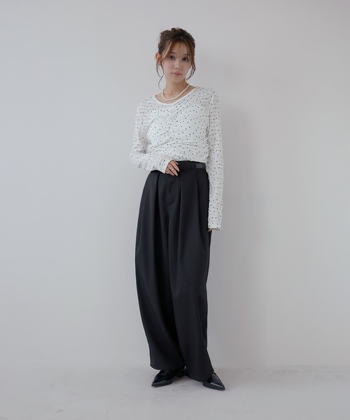 AMUU. PRECIEUSE(アムープレシューズ)の「【SETUP対応】ベルトループタックワイドスラックス(スラックス・レディース・ブラウン/チャコールグレー/ブラック・FREE)」の7枚目の写真
