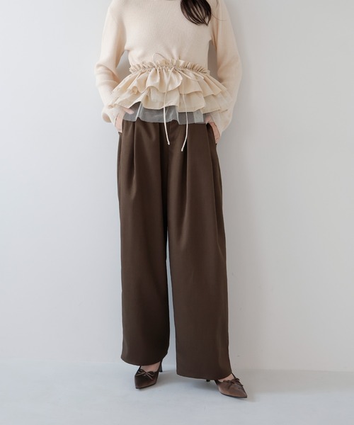 AMUU. PRECIEUSE(アムープレシューズ)の「【SETUP対応】ベルトループタックワイドスラックス(スラックス・レディース・ブラウン/チャコールグレー/ブラック・FREE)」の9枚目の写真