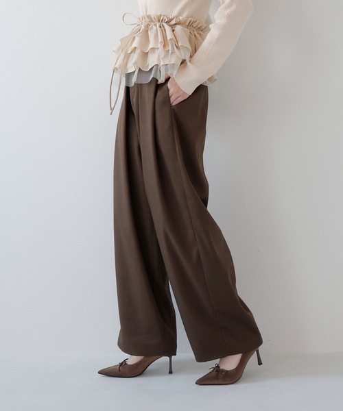 AMUU. PRECIEUSE(アムープレシューズ)の「【SETUP対応】ベルトループタックワイドスラックス(スラックス・レディース・ブラウン/チャコールグレー/ブラック・FREE)」の10枚目の写真