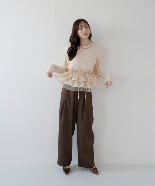 AMUU. PRECIEUSE(アムープレシューズ)の「【SETUP対応】ベルトループタックワイドスラックス(スラックス・レディース・ブラウン/チャコールグレー/ブラック・FREE)」の11枚目の写真