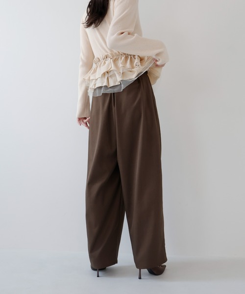 AMUU. PRECIEUSE(アムープレシューズ)の「【SETUP対応】ベルトループタックワイドスラックス(スラックス・レディース・ブラウン/チャコールグレー/ブラック・FREE)」の13枚目の写真