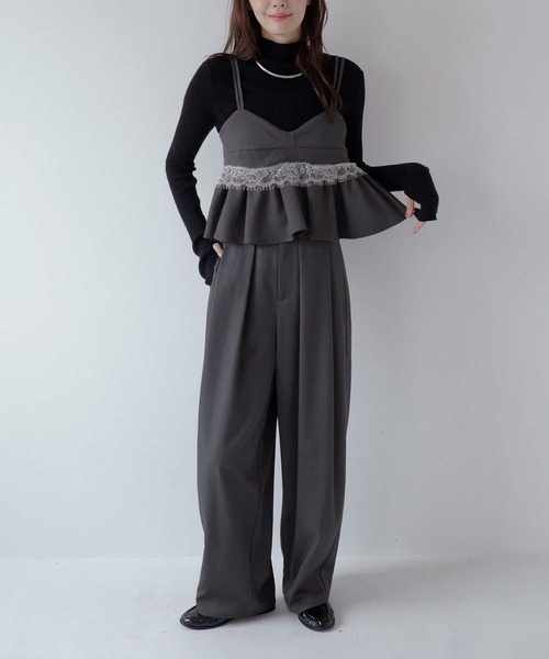 AMUU. PRECIEUSE(アムープレシューズ)の「【SETUP対応】ベルトループタックワイドスラックス(スラックス・レディース・ブラウン/チャコールグレー/ブラック・FREE)」の18枚目の写真