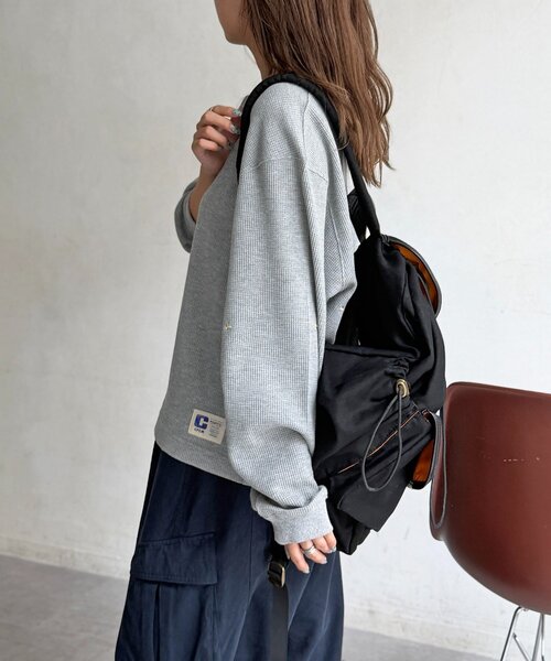 CPCM(シーピーシーエム)の「フラワー刺繍ワッフルヘンリー(Tシャツ/カットソー・メンズ・ネイビー/カーキ/グレー・MEDIUM/SMALL/LARGE)」の6枚目の写真